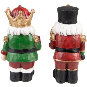 Clayre & Eef 6PR3732 Decoratie Notenkraker (Set van 2) 11x8x21 cm Rood - Groen