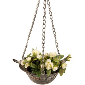 Clayre & Eef 6Y4833 Hangplanthouder 23x17x46 cm Grijs - Groen