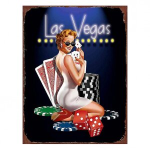 Clayre & Eef 6Y5197 Tekstbord 25x1x33 cm Zwart Las Vegas