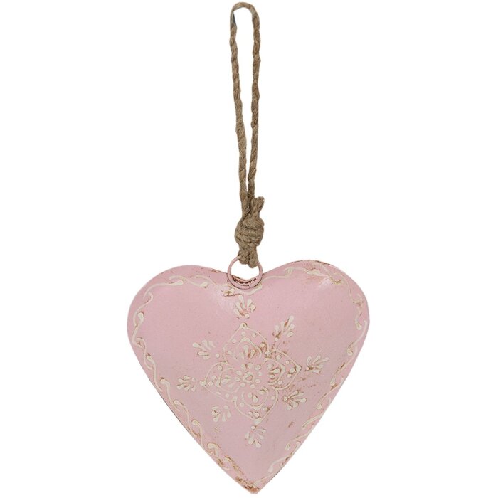 Clayre & Eef 6Y5272 Decoratiehanger Hart 12x2x12 cm Roze