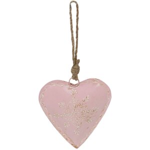 Clayre & Eef 6Y5272 Decoratiehanger Hart 12x2x12 cm Roze