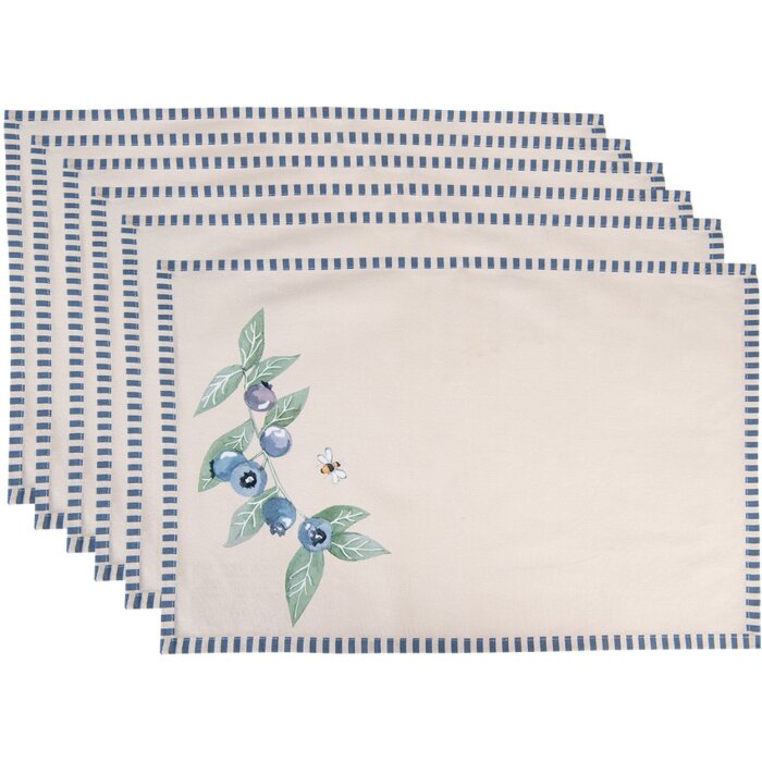 Clayre & Eef BBF40 Placemat (6 stuks) 48x33 cm Beige - Blauw