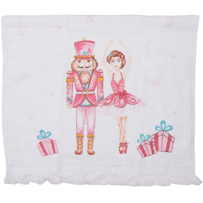 Clayre & Eef CTPNC Gastendoek 40x66 cm Wit - Roze