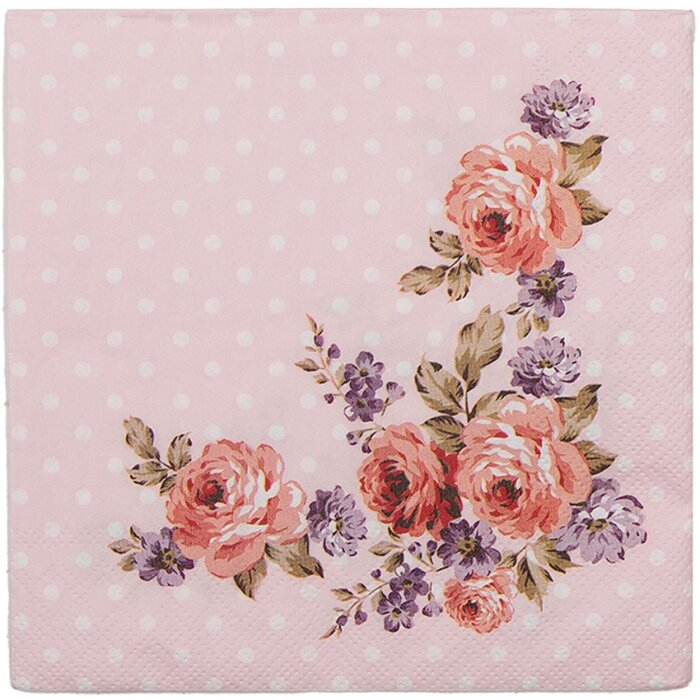 Clayre & Eef DTR73-1 Papieren Servetten 33x33 cm (20 stuks) Roze