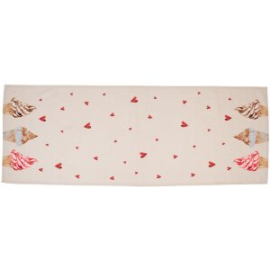 Clayre & Eef FAS64 Tafelloper 50x140 cm Beige - Roze