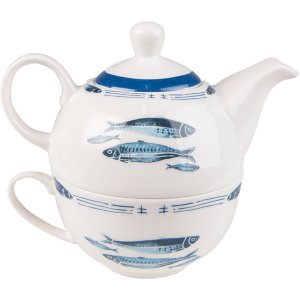 Clayre & Eef FIBTEFO Tea for One 400 ml Wit Blauw...