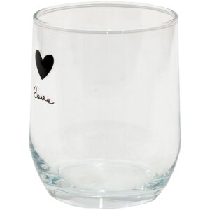 Clayre & Eef LBSGL0008 Drinkglas Ø 8x9 cm - 300 ml Zwart Waterglas