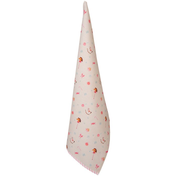 Clayre & Eef PNC42 Keukenhanddoek 50x70 cm Beige - Roze