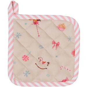 Clayre & Eef PNC45K pannenlap Kind 16x16 cm Beige - Roze