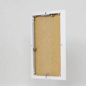 Effect aluminium fotolijst Quadro 21x28 cm wit helder glas hangend hoog horizontaal