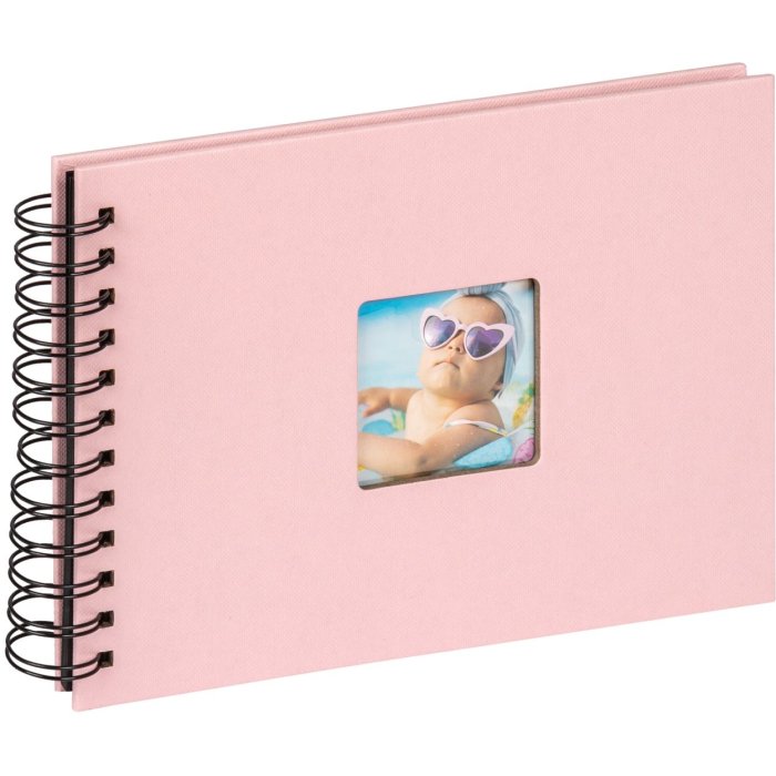 Walther Spiraalalbum Fun roze 23x17 cm 40 zwarte paginas