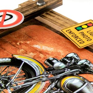 ZEP metalen wanddecoratie GRANTS 59x40x4 cm Motorfiets