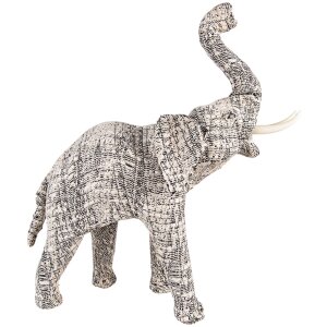 Clayre & Eef 65181M Decoratie Olifant 30 cm Wit - Zwart