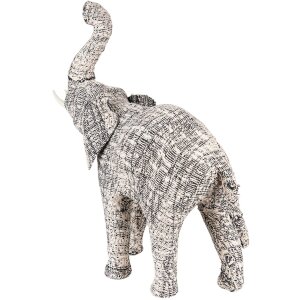 Clayre & Eef 65181M Decoratie Olifant 30 cm Wit - Zwart