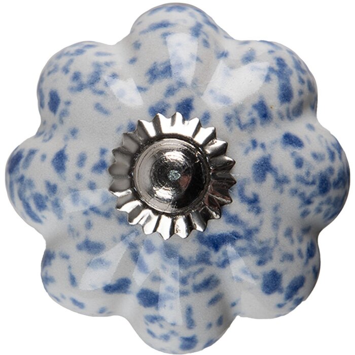 Clayre & Eef 65198 Deurknop Ø 4x4 cm Blauw - Wit