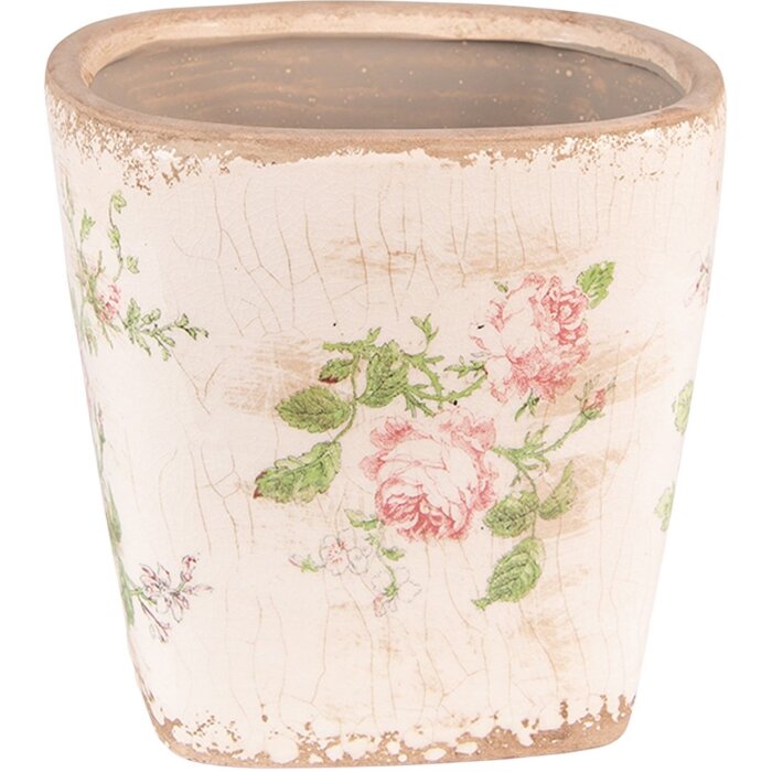 Clayre & Eef 6CE1540L Decoratie Bloempot 16x16x16 cm Roze - Beige