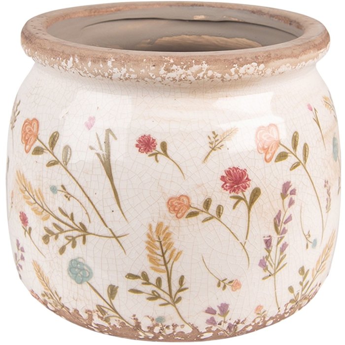 Clayre & Eef 6CE1551L Decoratie Bloempot Ø 20x15 cm Roze - Groen