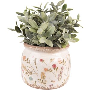 Clayre & Eef 6CE1551L Decoratie Bloempot Ø 20x15 cm Roze - Groen