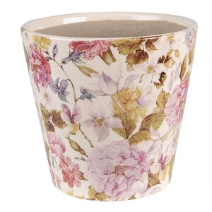 Clayre & Eef 6CE1562M Decoratie Bloempot Ø 17x16 cm Roze - Beige