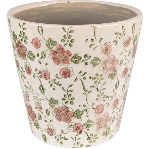 Clayre & Eef 6CE1566M Decoratie Bloempot Ø 17x16 cm Roze - Beige