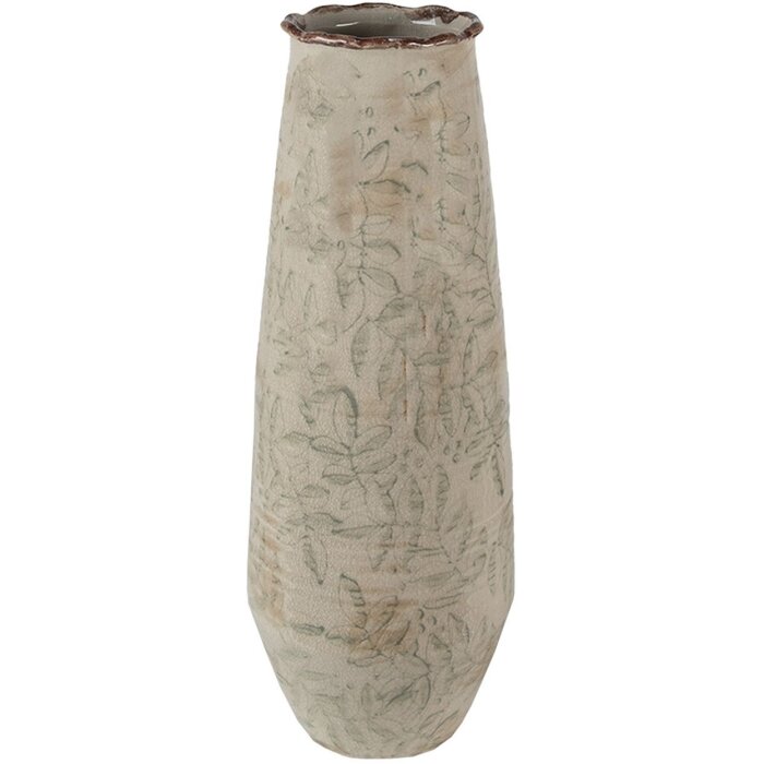 Clayre & Eef 6CE1576L Decoratievaas Ø 14x40 cm Groen - Beige