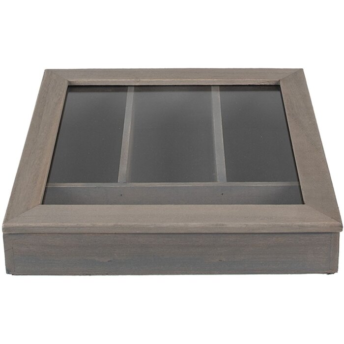 Clayre & Eef 6H1583G Bestekbak 30x30x8 cm Grijs Vierkant