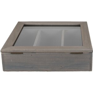 Clayre & Eef 6H1583G Bestekbak 30x30x8 cm Grijs Vierkant