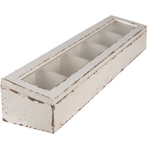 Clayre & Eef 6H2178 Bak met vakken 60x13x10 cm Witte...