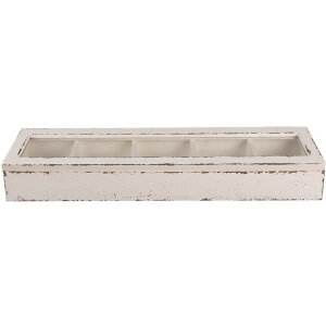 Clayre & Eef 6H2178 Bak met vakken 60x13x10 cm Witte...