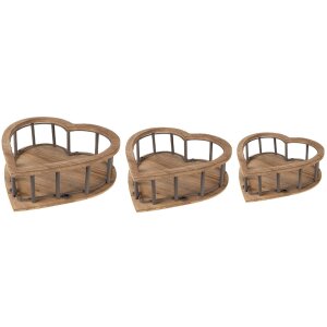 Clayre & Eef 6H2230 Mand Hout (3 stuks) 33x33x10 -...