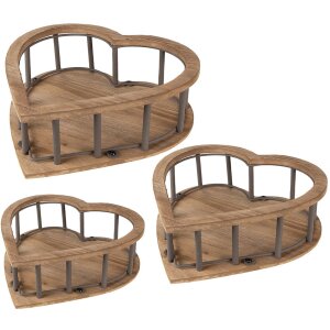 Clayre & Eef 6H2230 Mand Hout (3 stuks) 33x33x10 -...