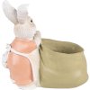 Clayre & Eef 6PR4887 Decoratie Bloempot Konijn 15x7x14 cm Groen - Roze