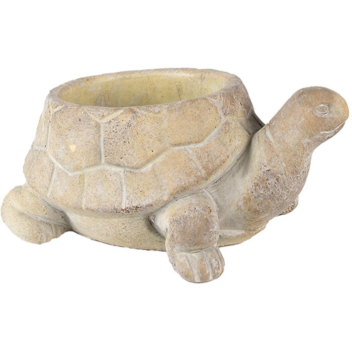 Clayre & Eef 6TE0458 Bloempot Schildpad Ø 22x16x10 cm Beige