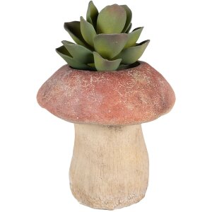 Clayre & Eef 6TE0460L Bloempot Champignon Ø 21x23 cm Bruin - Rood