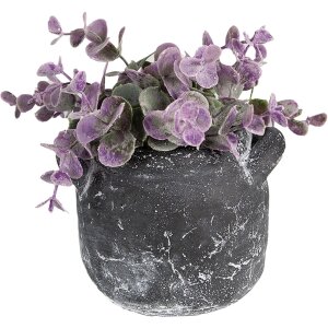 Clayre & Eef 6TE0469M Bloempot 13x11x9 cm Grijs Rond