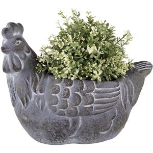 Clayre & Eef 6TE0488 Bloempot Kip 29x17x23 cm Grijs