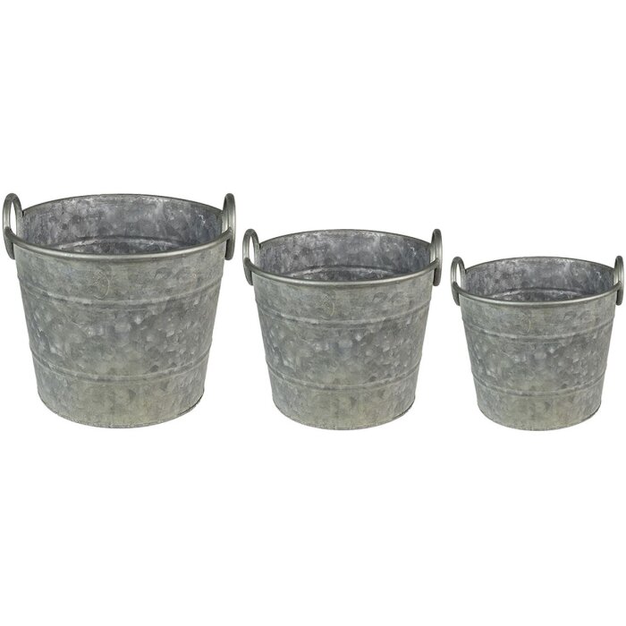 Clayre & Eef 6Y4878 Plantenhouder Ø 32x25 - Ø 29x23 - Ø 26x21 cm Grijs - Groen