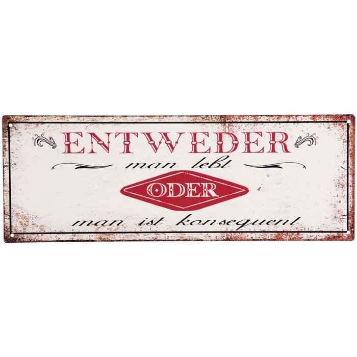 Clayre & Eef 6Y4929 Tekstbord 36x1x13 cm Wit - Rood Rechthoek