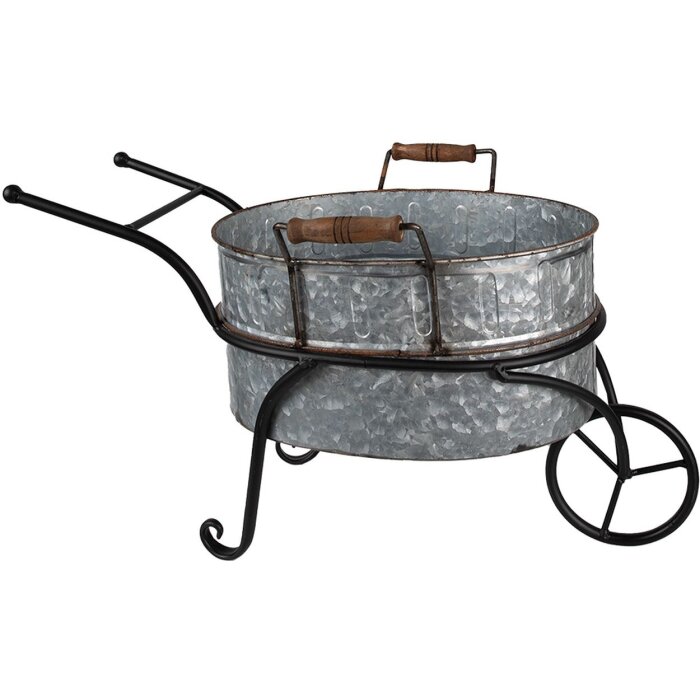 Clayre & Eef 6Y5415 Plantenhouder Kruiwagen 54x31x31 cm Grijs