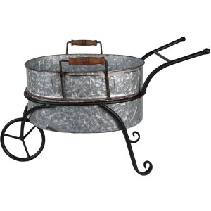 Clayre & Eef 6Y5415 Plantenhouder Kruiwagen 54x31x31 cm Grijs