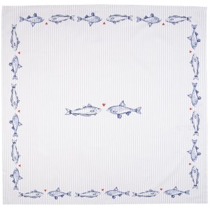 Clayre & Eef SSF15 Tafelkleed 150x150 cm Wit - Blauw...