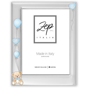 ZEP metalen baby fotolijst Ivan blauw 10x15 cm zilver glanzend