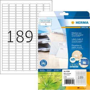 HERMA 10700 etiketten kringlooppapier A4 25,4x10mm wit...