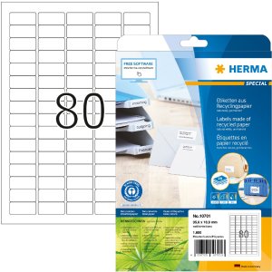 HERMA 10701 Etiketten gerecycled papier A4 35,6x16,9mm...