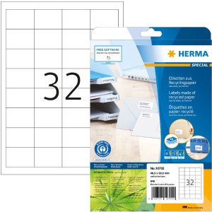 HERMA 10702 Etiketten gerecycled papier A4 48,3x33,8mm...