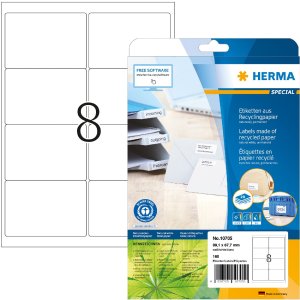 HERMA 10705 Etiketten gerecycled papier A4 99,1x67,7mm...