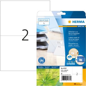 HERMA 10707 Etiketten gerecycled papier A4 210x148mm wit...