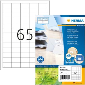 HERMA 10725 Etiketten van gerecycled papier A4 38,1x21,2...