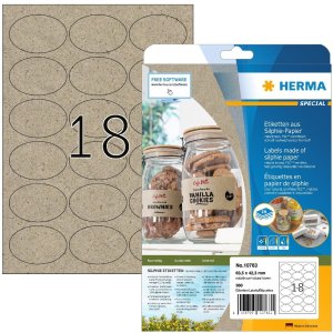 HERMA 10763 Etiketten Silphie papier A4 ovaal 63,5x42,3mm...