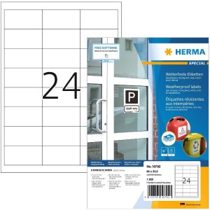 HERMA 10792 Weervaste etiketten A4 66x33,8 mm wit sterk...